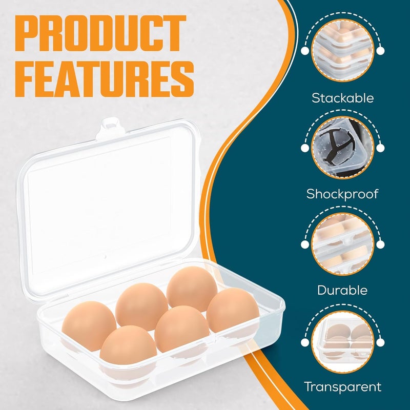 ZPU Egg Holder Camping, 1Pcs 6 Grid Egg Container, Plastic Egg Carrier for Camping Picnic Travel Outdoor Refrigerator Kitchen, Protective Egg Storage Case, Clear White - Image 4